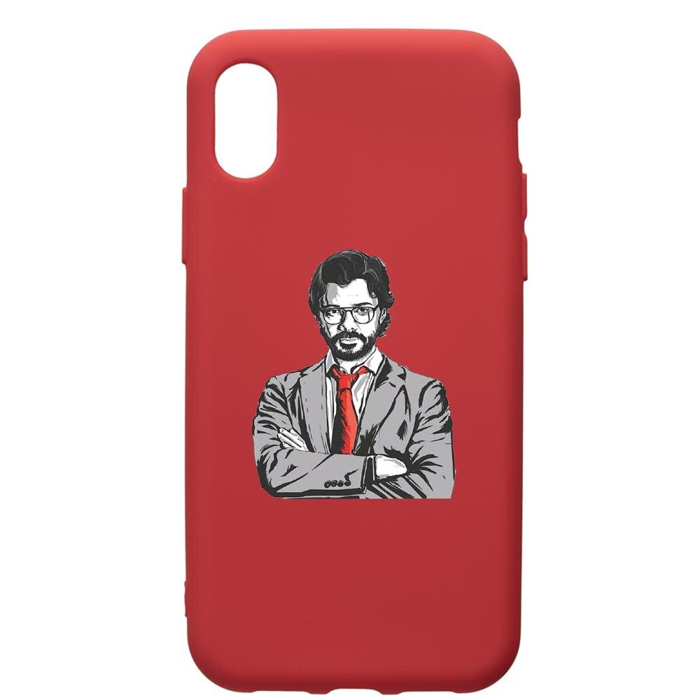 Husa de protectie Samsung Galaxy A01, La Casa De Papel - Profesor, silicon, cu interiorul din material textil, protectie camera, Red, PR712