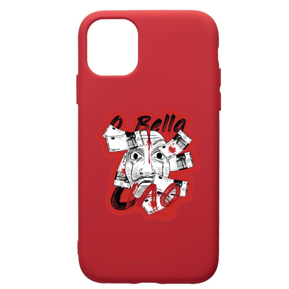 Husa de protectie Apple iPhone 11, La Casa De Papel, silicon, cu interiorul din material textil, protectie camera, Red, PR716