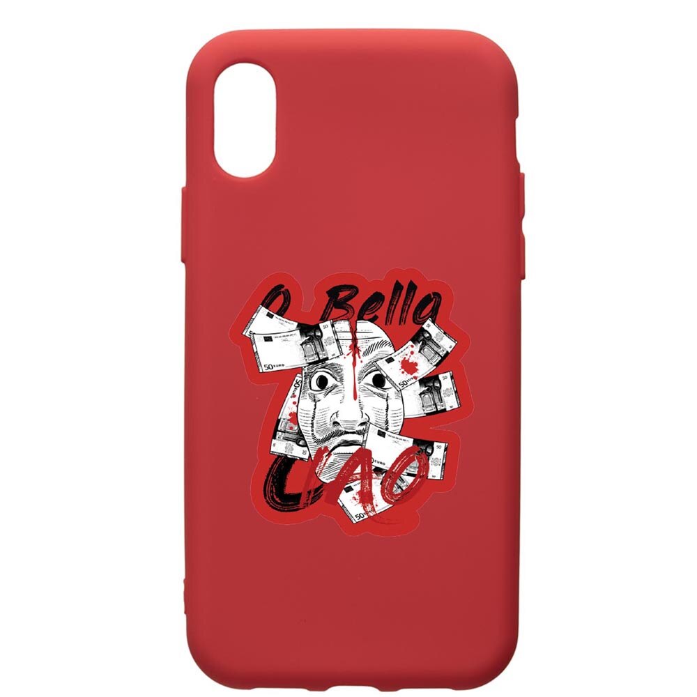 Husa de protectie Apple iPhone XS / iPhone X, La Casa De Papel, silicon, cu interiorul din material textil, protectie camera, Red, PR716