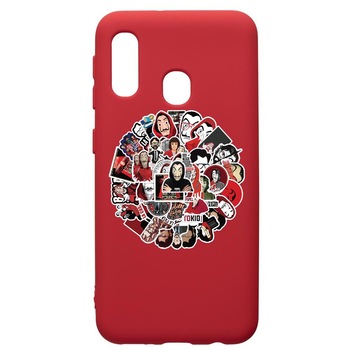 Husa de protectie Samsung Galaxy A20E, La Casa De Papel, silicon, cu interiorul din material textil, protectie camera, Red, PR715 Husa de protectie Samsung Galaxy A20E, La Casa De Papel, silicon, cu interiorul din material textil, protectie camera, Red, PR715