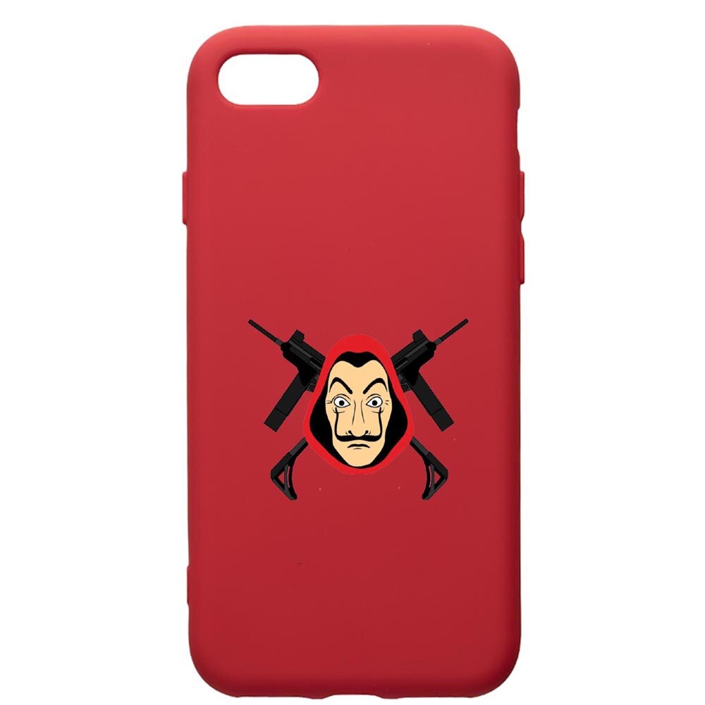 Husa de protectie Apple iPhone SE 2 / iPhone 8 / iPhone 7, La Casa De Papel, silicon, cu interiorul din material textil, protectie camera, Red, PR714
