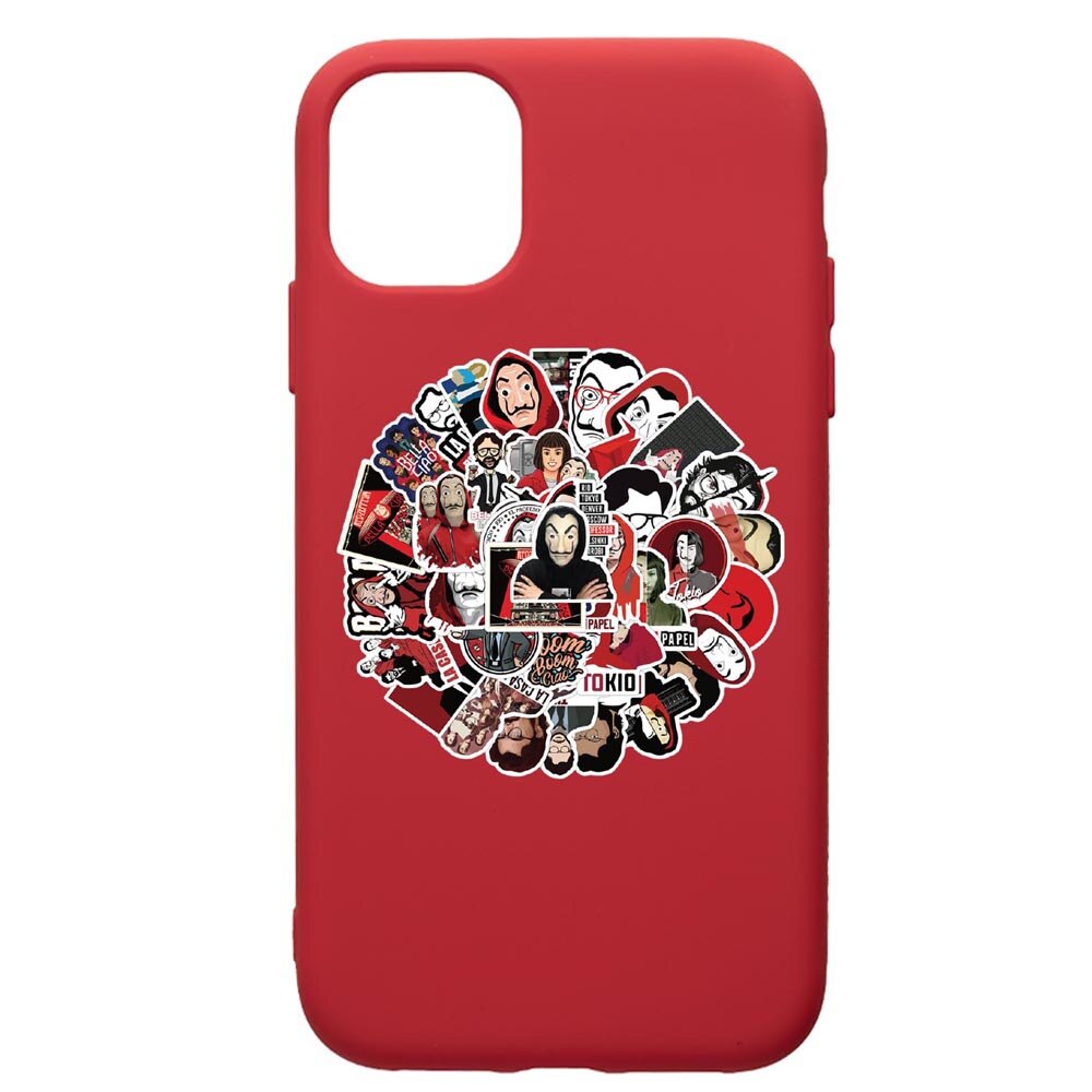 Husa de protectie Apple iPhone 11, La Casa De Papel, silicon, cu interiorul din material textil, protectie camera, Red, PR715