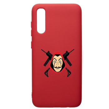 Husa de protectie Samsung Galaxy A50, La Casa De Papel, silicon, cu interiorul din material textil, protectie camera, Red, PR714 Husa de protectie Samsung Galaxy A50, La Casa De Papel, silicon, cu interiorul din material textil, protectie camera, Red, PR714