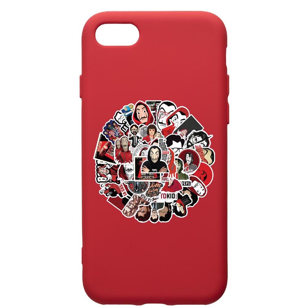 Husa de protectie Apple iPhone 8 Plus / iPhone 7 Plus, La Casa De Papel, silicon, cu interiorul din material textil, protectie camera, Red, PR715