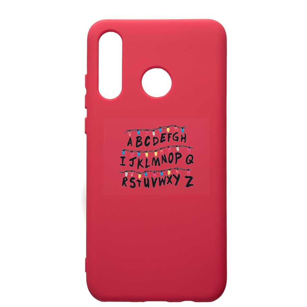 Husa de protectie Huawei P30 Lite, Stranger Things, silicon, cu interiorul din material textil, protectie camera, Maroon, PM720