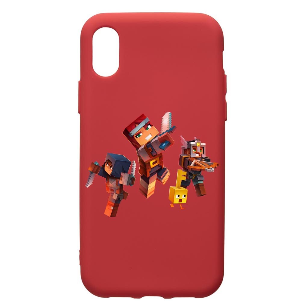Husa de protectie Apple iPhone XR, Minecraft, silicon, cu interiorul din material textil, protectie camera, Red, PR724