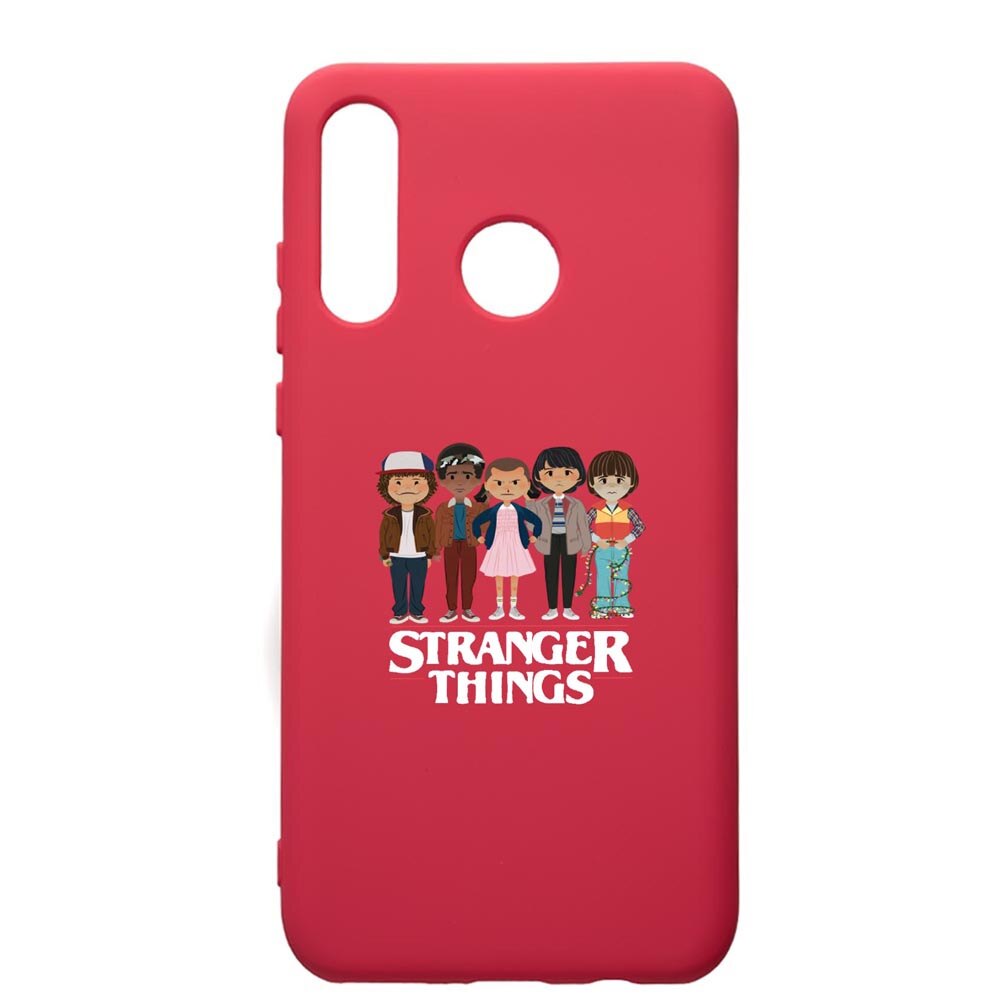 Husa de protectie Huawei P30 Lite, Stranger Things, silicon, cu interiorul din material textil, protectie camera, Maroon, PM722