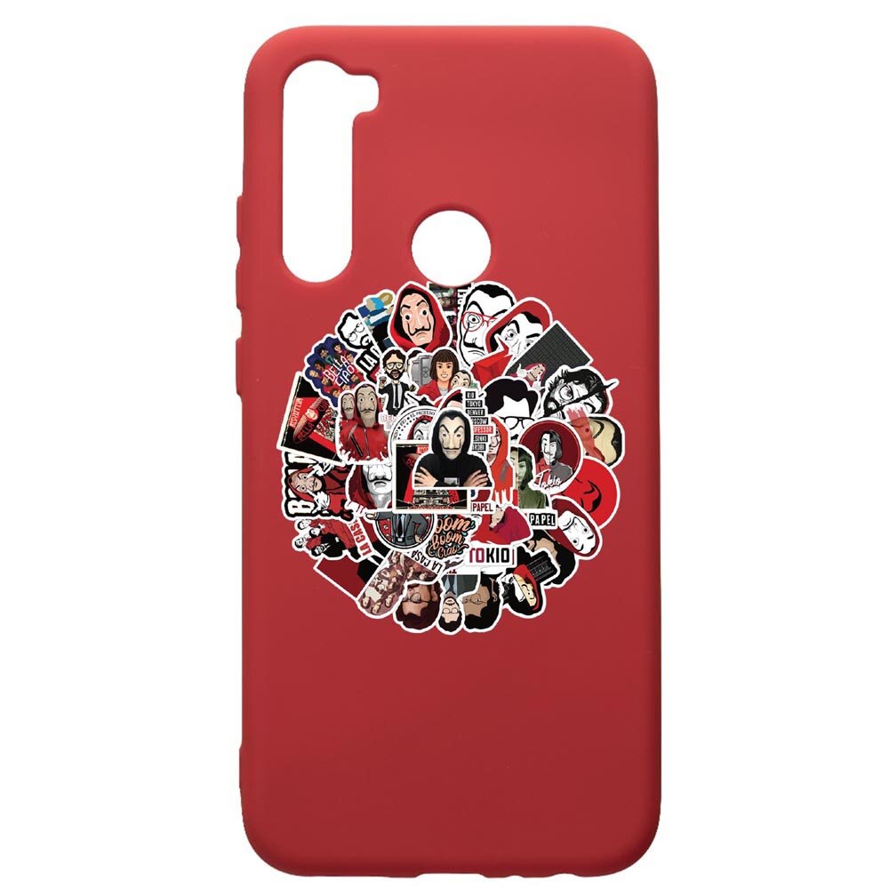 Husa de protectie Xiaomi Redmi Note 8, La Casa De Papel, silicon, cu interiorul din material textil, protectie camera, Red, PR715