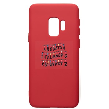 Husa de protectie Samsung Galaxy S9, Stranger Things, silicon, cu interiorul din material textil, protectie camera, Red, PR720 Husa de protectie Samsung Galaxy S9, Stranger Things, silicon, cu interiorul din material textil, protectie camera, Red, PR720