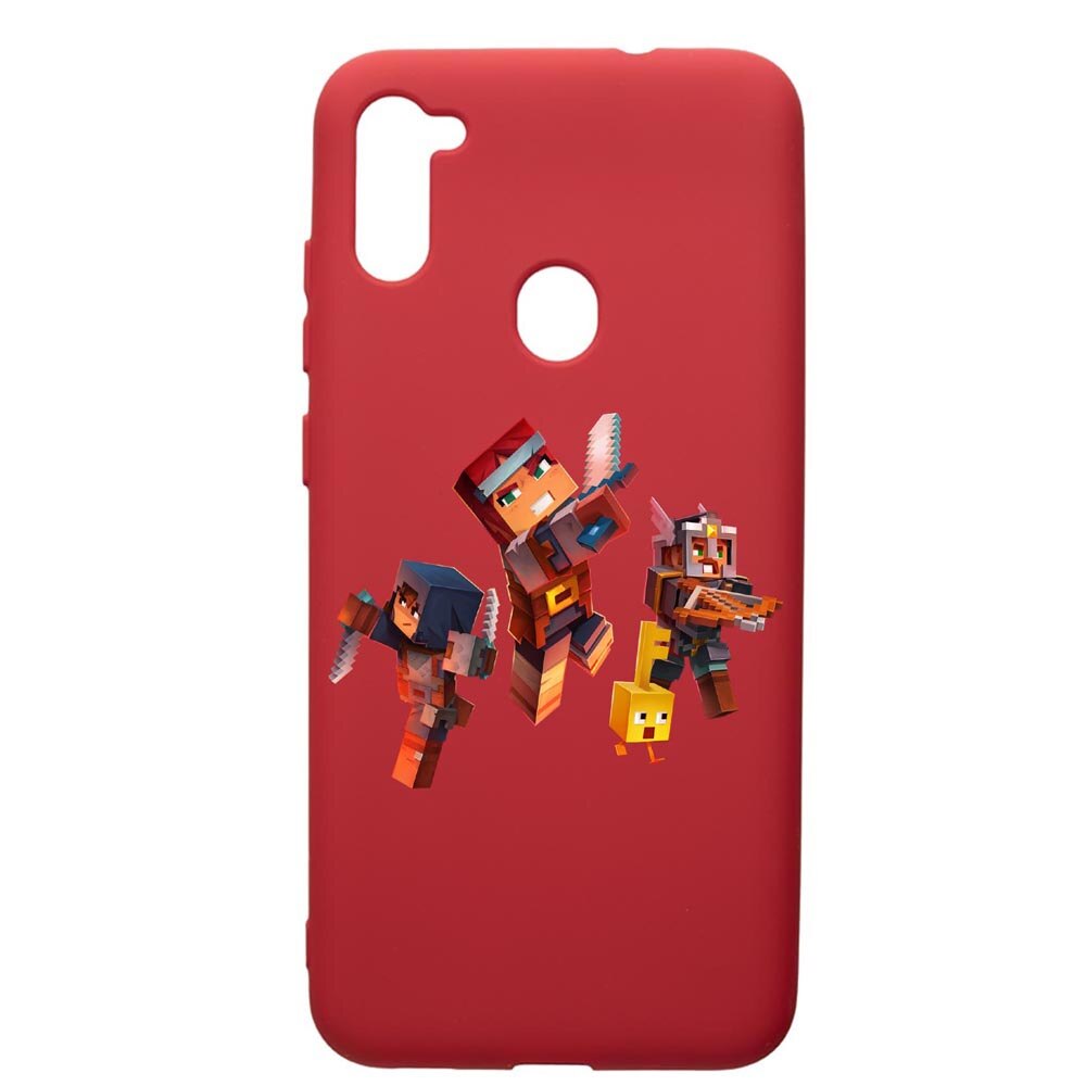 Husa de protectie Samsung Galaxy A11, Minecraft, silicon, cu interiorul din material textil, protectie camera, Red, PR724