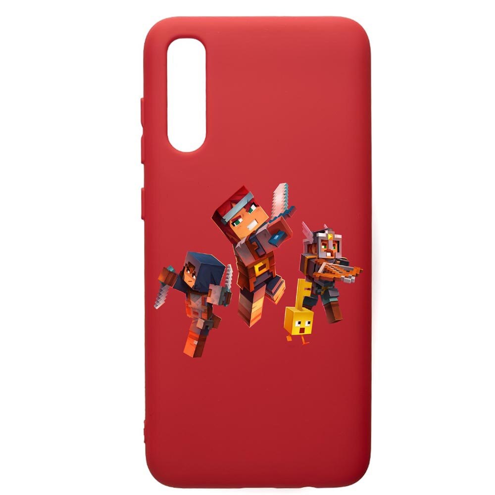 Husa de protectie Samsung Galaxy A70, Minecraft, silicon, cu interiorul din material textil, protectie camera, Red, PR724