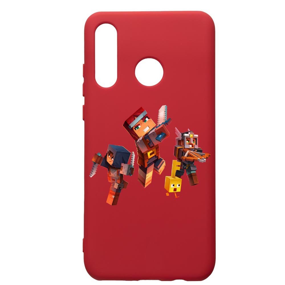 Husa de protectie Huawei P30 Lite, Minecraft, silicon, cu interiorul din material textil, protectie camera, Red, PR724