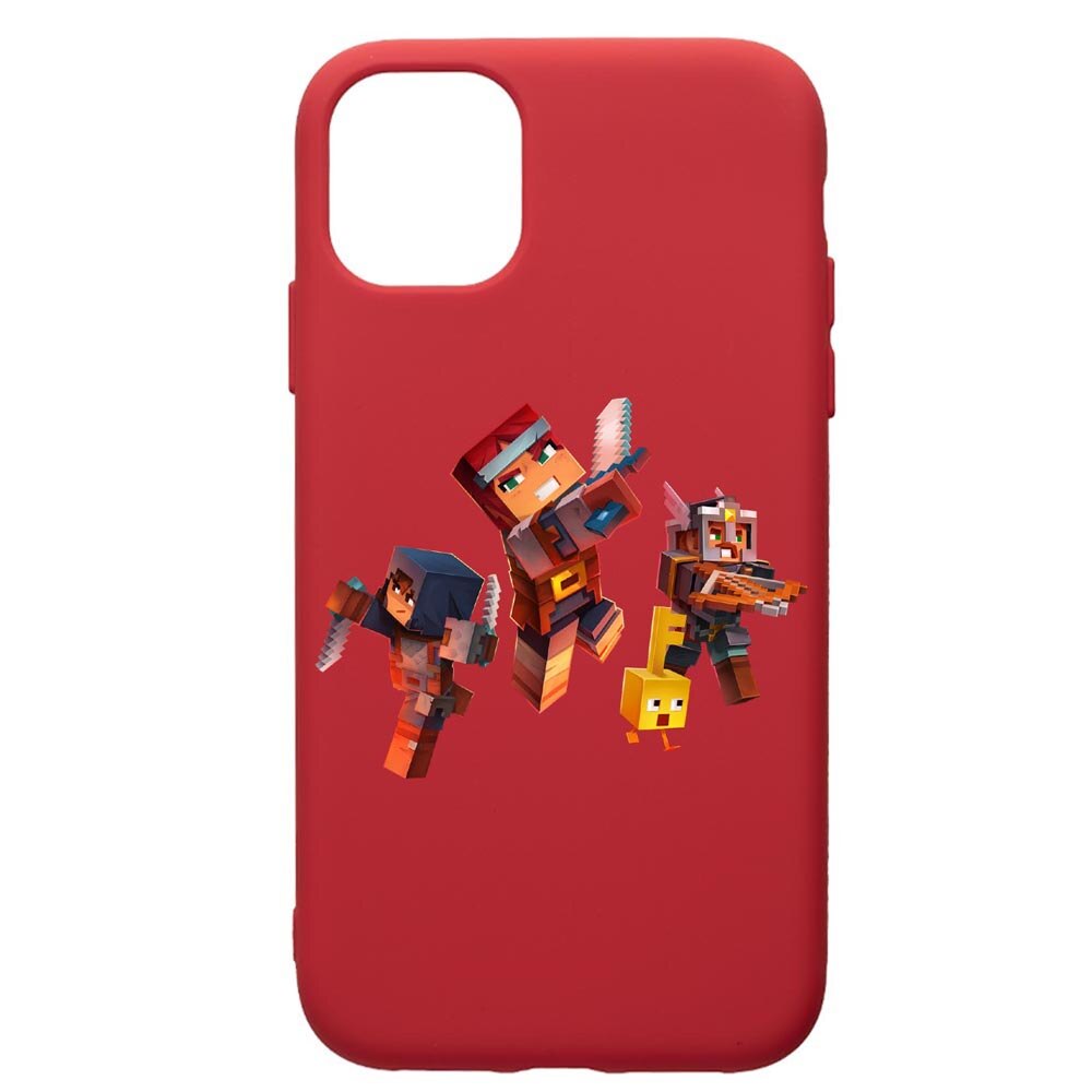 Husa de protectie Apple iPhone 12 Mini, Minecraft, silicon, cu interiorul din material textil, protectie camera, Red, PR724
