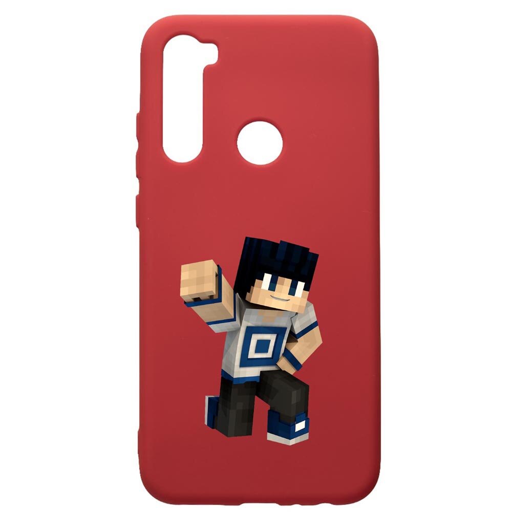 Husa de protectie Xiaomi Redmi Note 8, Minecraft, silicon, cu interiorul din material textil, protectie camera, Red, PR725