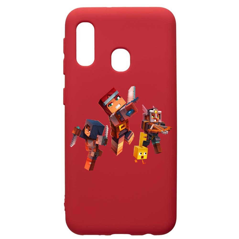 Husa de protectie Samsung Galaxy A20E, Minecraft, silicon, cu interiorul din material textil, protectie camera, Red, PR724