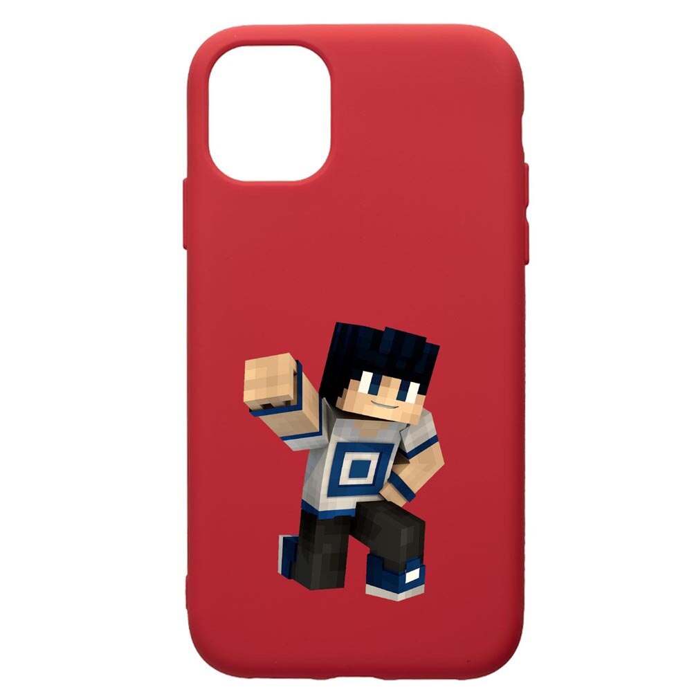 Husa de protectie Apple iPhone 11 Pro, Minecraft, silicon, cu interiorul din material textil, protectie camera, Red, PR725