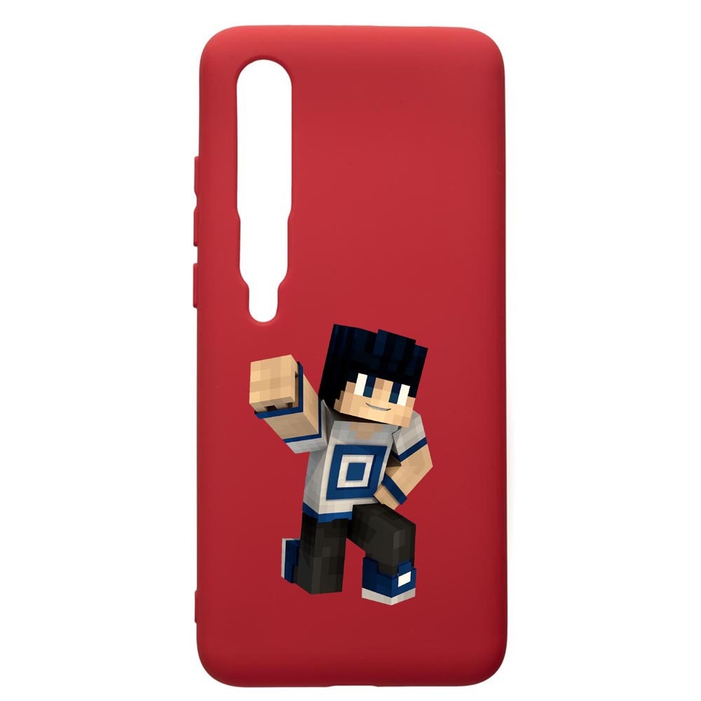 Husa de protectie Xiaomi Mi 10 / Mi 10 Pro, Minecraft, silicon, cu interiorul din material textil, protectie camera, Red, PR725