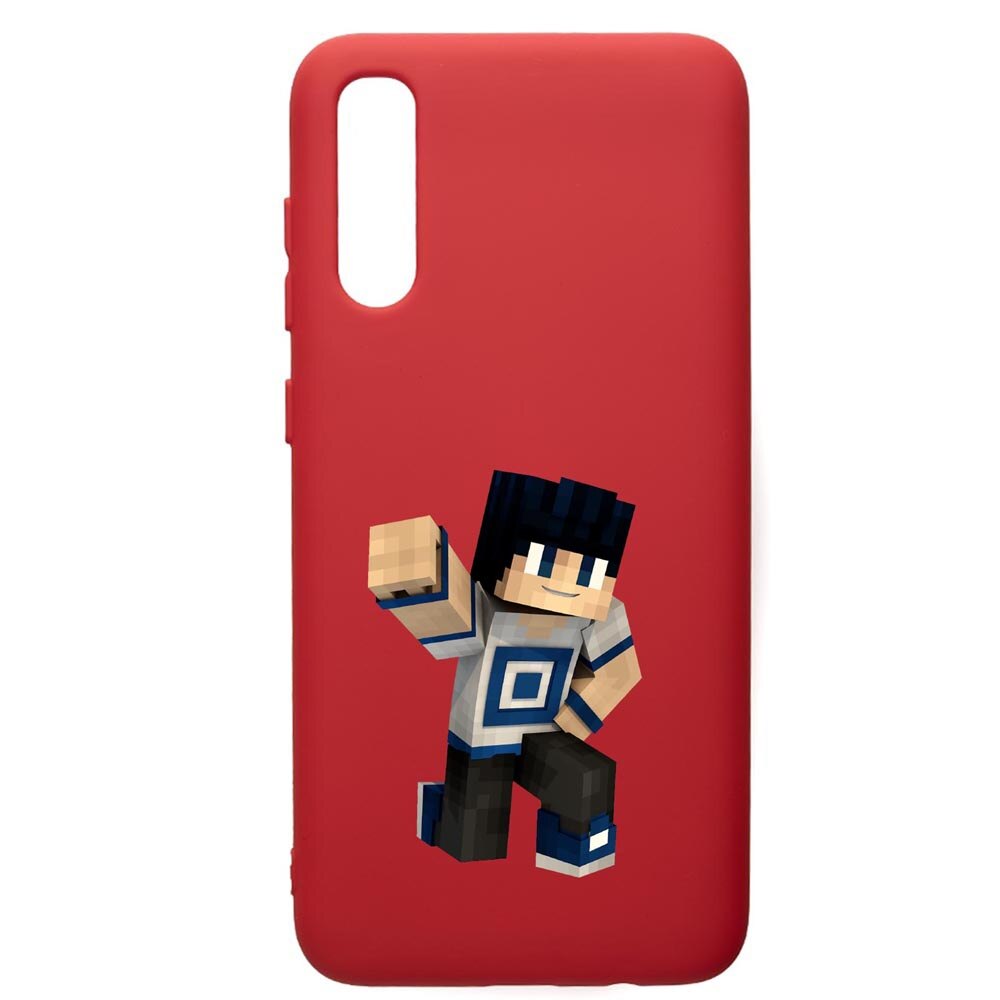 Husa de protectie Samsung Galaxy A70, Minecraft, silicon, cu interiorul din material textil, protectie camera, Red, PR725