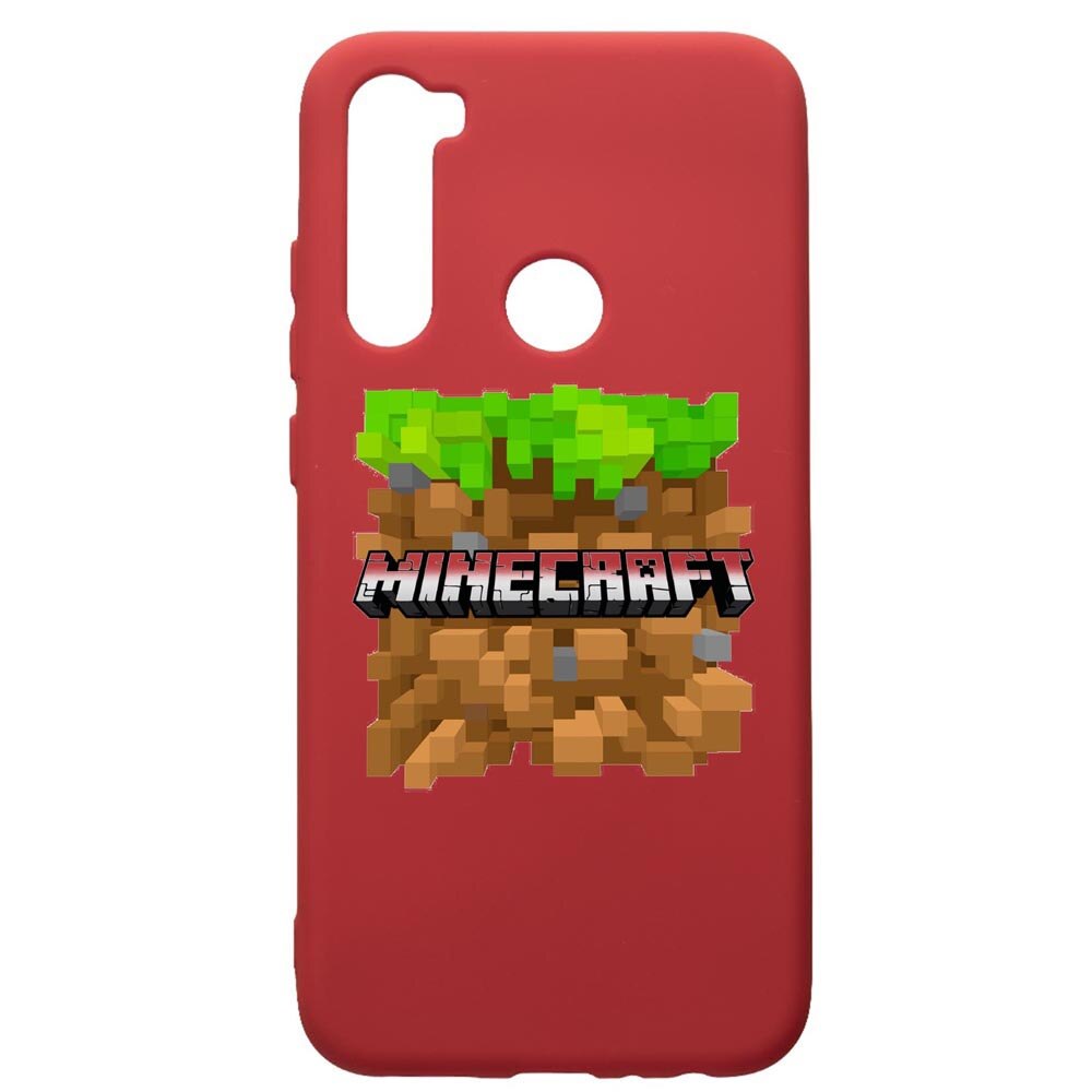 Husa de protectie Xiaomi Redmi Note 8, Minecraft, silicon, cu interiorul din material textil, protectie camera, Red, PR726
