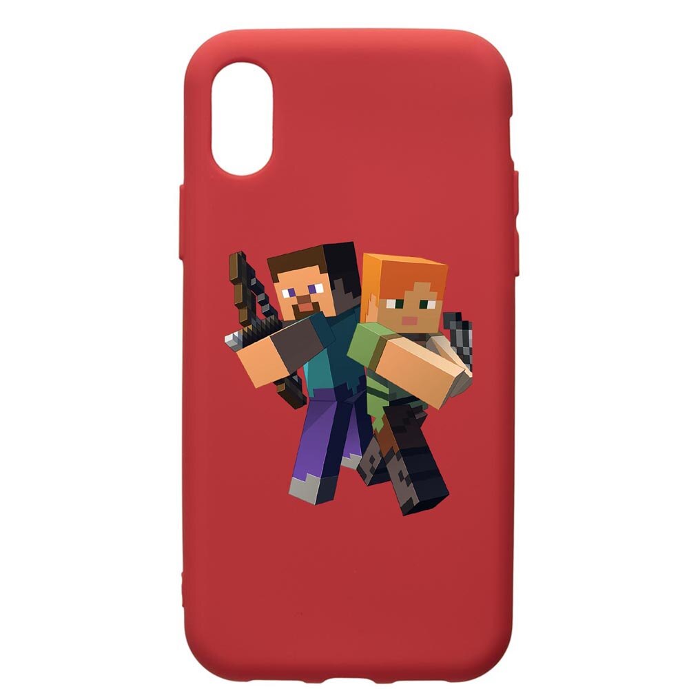Husa de protectie Apple iPhone XR, Minecraft, silicon, cu interiorul din material textil, protectie camera, Red, PR728