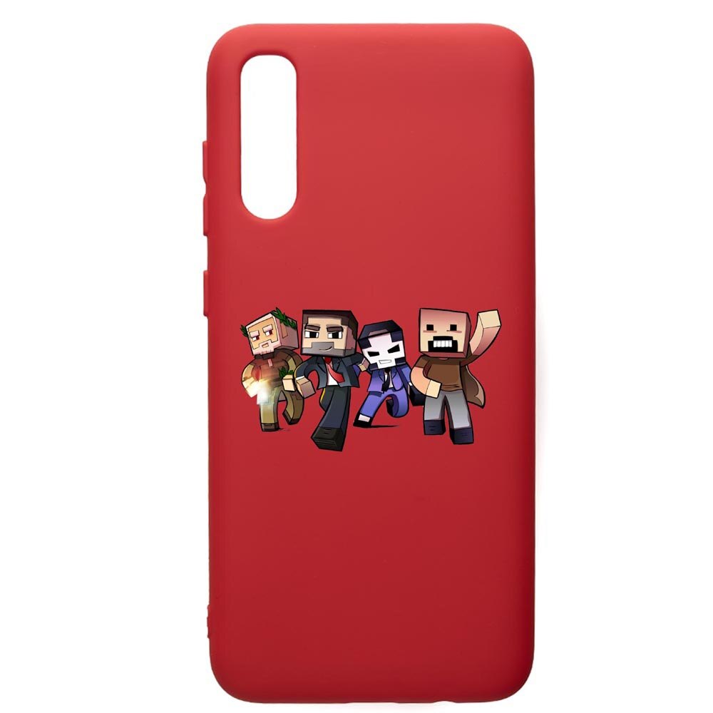 Husa de protectie Samsung Galaxy A50, Minecraft, silicon, cu interiorul din material textil, protectie camera, Red, PR727