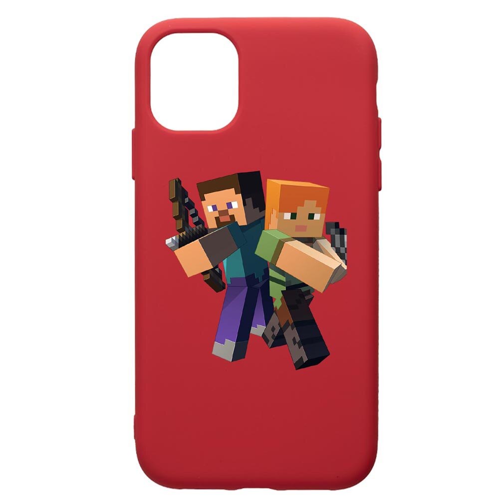 Husa de protectie Apple iPhone 12 Mini, Minecraft, silicon, cu interiorul din material textil, protectie camera, Red, PR728
