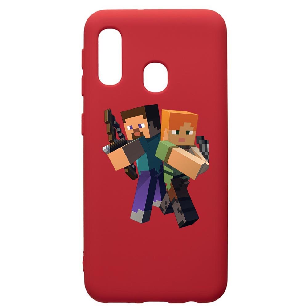 Husa de protectie Samsung Galaxy A20E, Minecraft, silicon, cu interiorul din material textil, protectie camera, Red, PR728