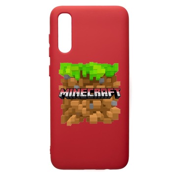 Husa de protectie Samsung Galaxy A70, Minecraft, silicon, cu interiorul din material textil, protectie camera, Red, PR726 Husa de protectie Samsung Galaxy A70, Minecraft, silicon, cu interiorul din material textil, protectie camera, Red, PR726