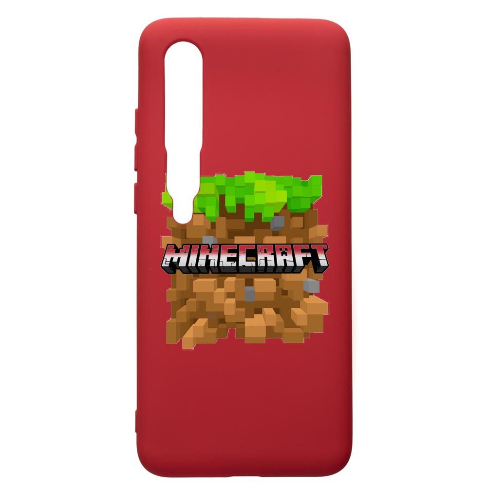 Husa de protectie Xiaomi Mi 10 / Mi 10 Pro, Minecraft, silicon, cu interiorul din material textil, protectie camera, Red, PR726
