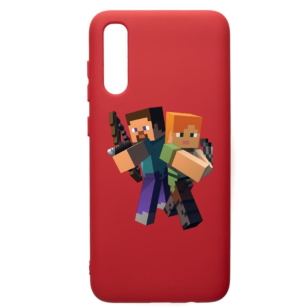 Husa de protectie Samsung Galaxy A70, Minecraft, silicon, cu interiorul din material textil, protectie camera, Red, PR728
