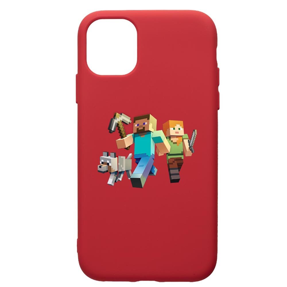 Husa de protectie Apple iPhone 12 Mini, Minecraft, silicon, cu interiorul din material textil, protectie camera, Red, PR730