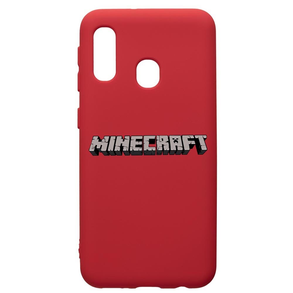 Husa de protectie Samsung Galaxy A20E, Minecraft, silicon, cu interiorul din material textil, protectie camera, Red, PR729