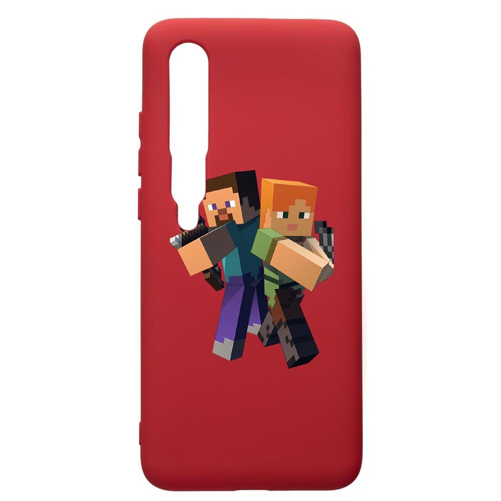 Husa de protectie Xiaomi Mi 10 / Mi 10 Pro, Minecraft, silicon, cu interiorul din material textil, protectie camera, Red, PR728