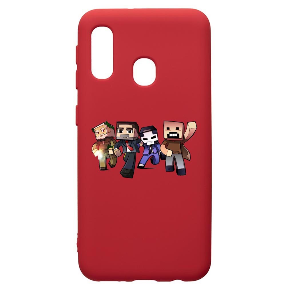 Husa de protectie Samsung Galaxy A40, Minecraft, silicon, cu interiorul din material textil, protectie camera, Red, PR727