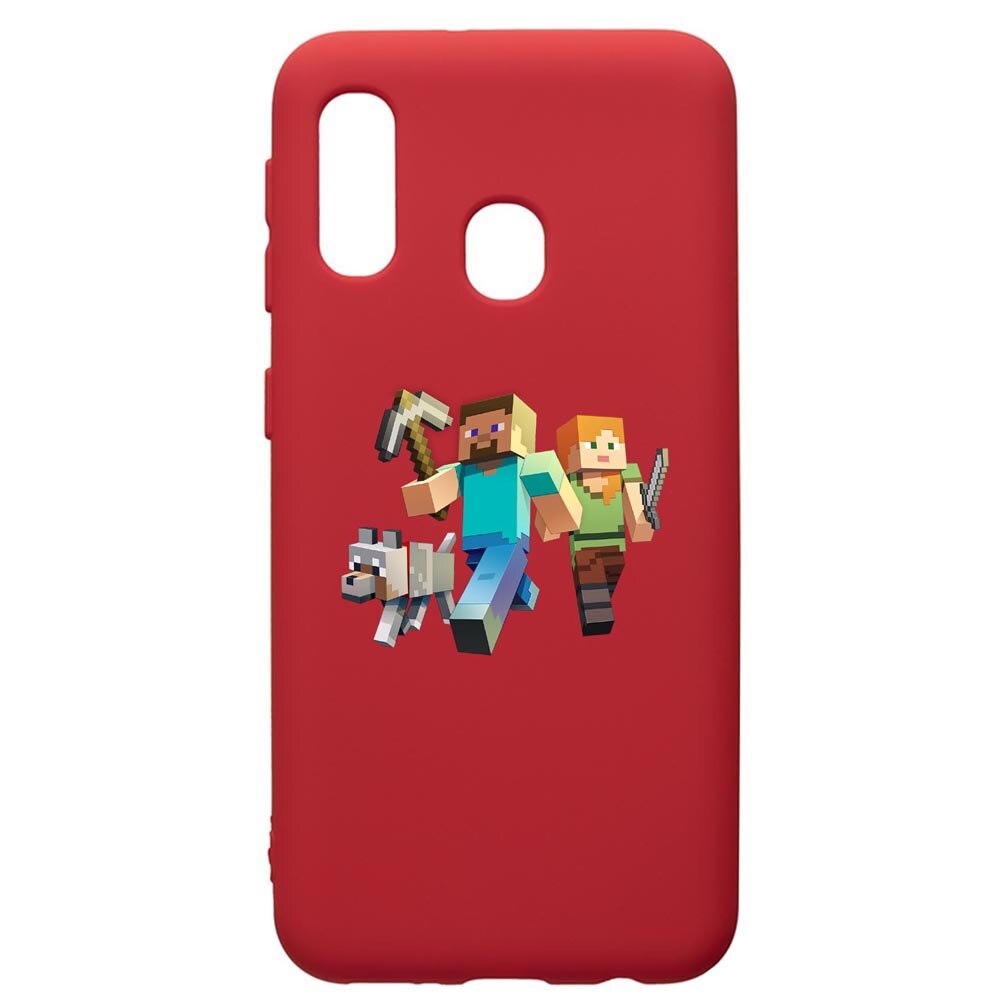 Husa de protectie Samsung Galaxy A40, Minecraft, silicon, cu interiorul din material textil, protectie camera, Red, PR730