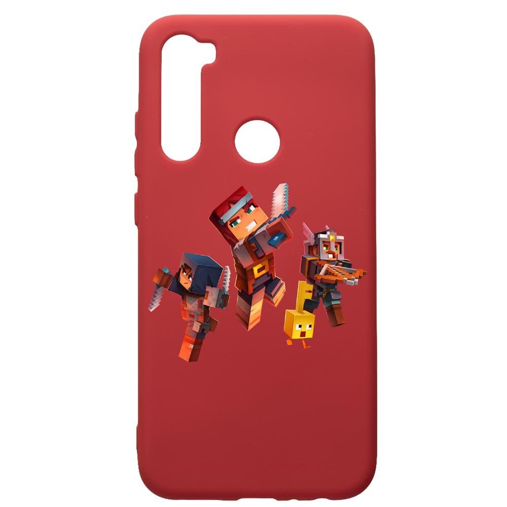 Husa de protectie Xiaomi Redmi Note 8, Minecraft, silicon, cu interiorul din material textil, protectie camera, Red, PR724