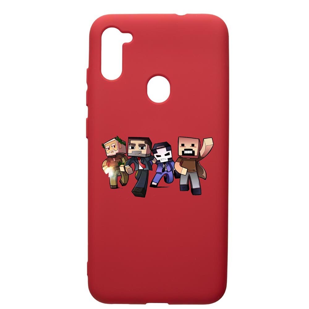 Husa de protectie Samsung Galaxy A11, Minecraft, silicon, cu interiorul din material textil, protectie camera, Red, PR727