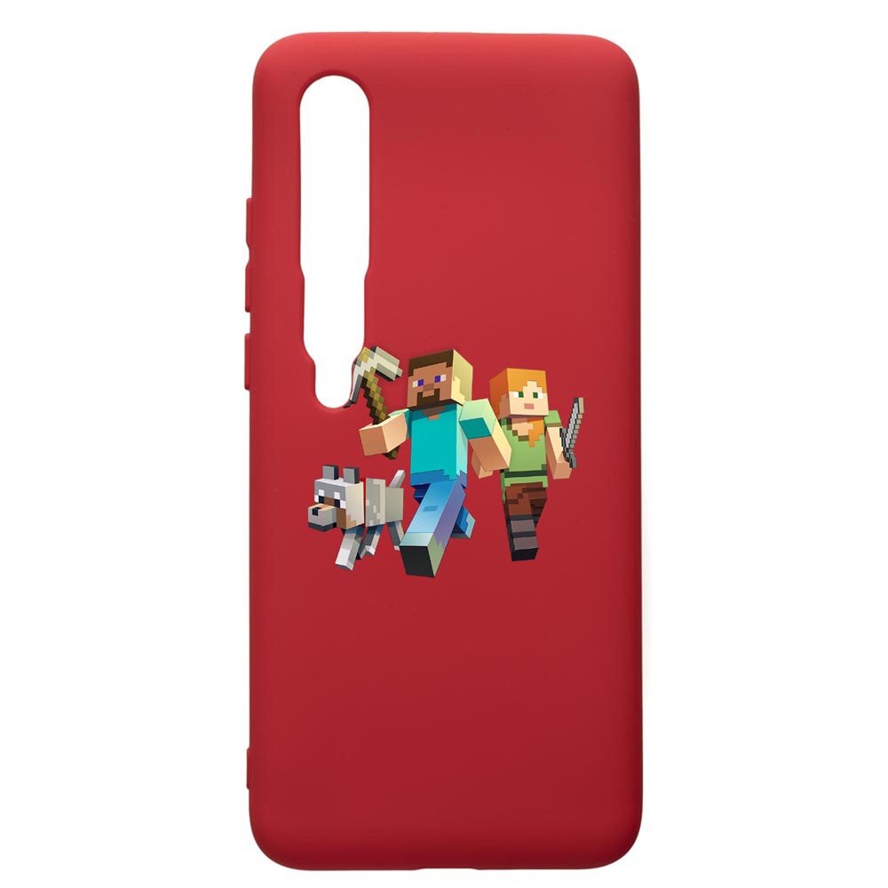 Husa de protectie Xiaomi Mi 10 / Mi 10 Pro, Minecraft, silicon, cu interiorul din material textil, protectie camera, Red, PR730