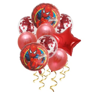 Set 9 baloane latex Edea, Spiderman cu confetti mix, 30 cm Set 9 baloane latex Edea, Spiderman cu confetti mix, 30 cm