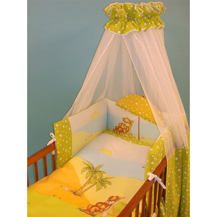 Set de patut copii, GLUCK, Bumbac, 4 piese, Portocaliu