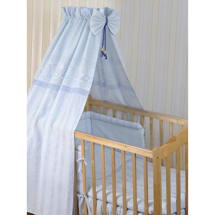 Set copii patut, GLUCK, 4 piese, Bumbac, Albastru