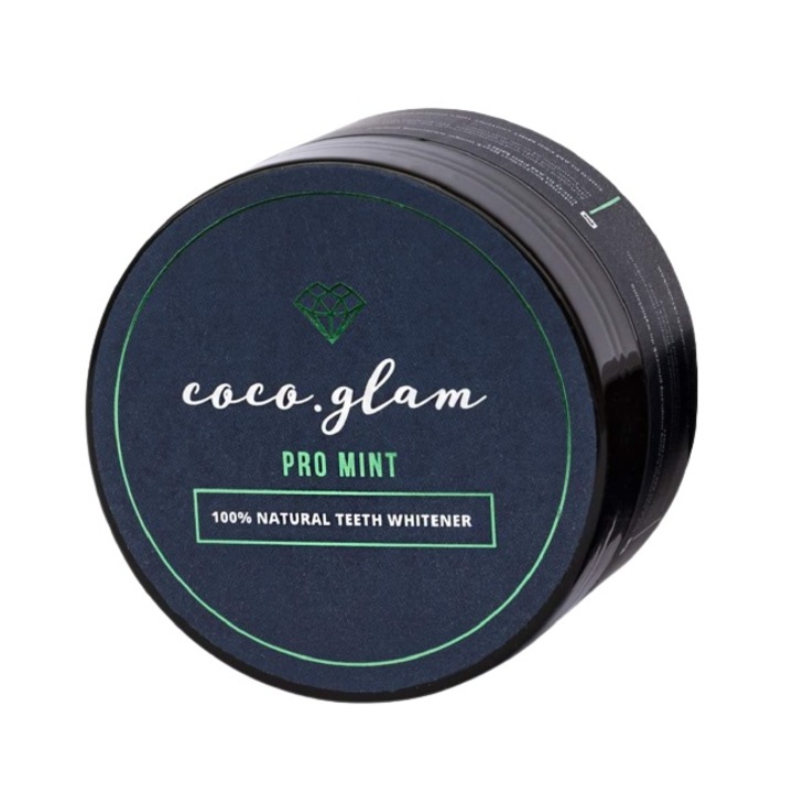 Fogfehérítő por, Coco Glam, pro menta, 70 x 70 x 45 mm