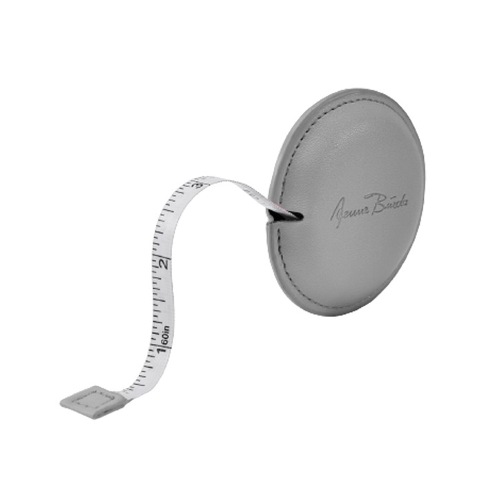 Шивашки сантиметър Burda Style Aenne collection, Изработен от екологична кожа, Светло сив, 150 см