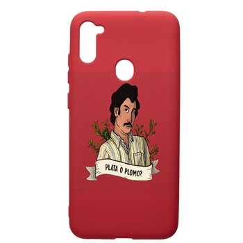 Husa de protectie Samsung Galaxy A11, Narcos Pablo Escobar, silicon, cu interiorul din material textil, protectie camera, Red, PR438 Husa de protectie Samsung Galaxy A11, Narcos Pablo Escobar, silicon, cu interiorul din material textil, protectie camera, Red, PR438