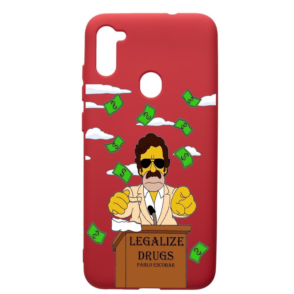 Husa de protectie Samsung Galaxy A11, Narcos Pablo Escobar, silicon, cu interiorul din material textil, protectie camera, Red, PR437