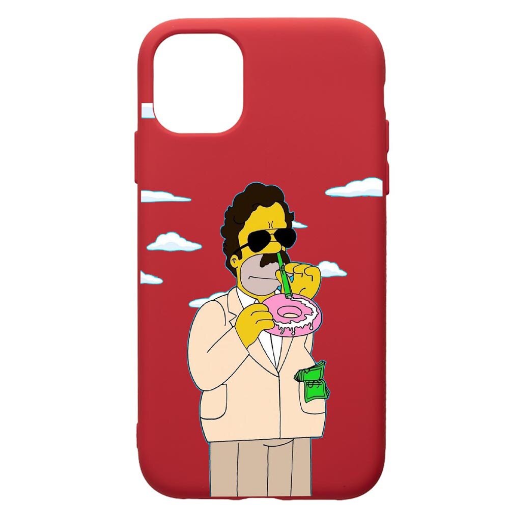 Husa de protectie Samsung Galaxy A51, Narcos The Simpsons, silicon, cu interiorul din material textil, protectie camera, Red, PR440