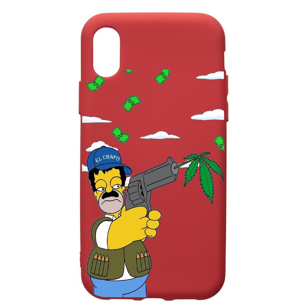 Husa de protectie Samsung Galaxy A10, Narcos The Simpsons, silicon, cu interiorul din material textil, protectie camera, Red, PR441