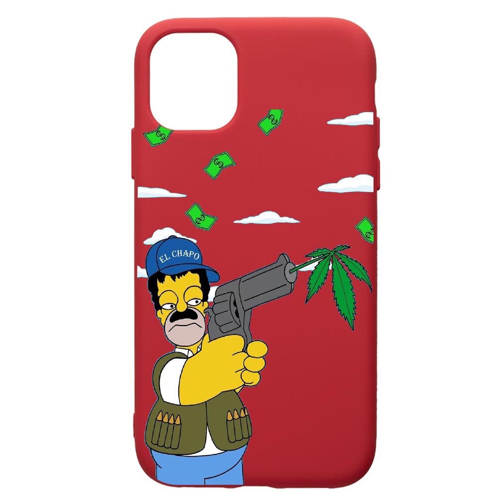 Husa de protectie Samsung Galaxy A51, Narcos The Simpsons, silicon, cu interiorul din material textil, protectie camera, Red, PR441