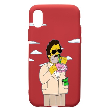 Husa de protectie Xiaomi Redmi 7A, Narcos The Simpsons, silicon, cu interiorul din material textil, protectie camera, Red, PR440 Husa de protectie Xiaomi Redmi 7A, Narcos The Simpsons, silicon, cu interiorul din material textil, protectie camera, Red, PR440
