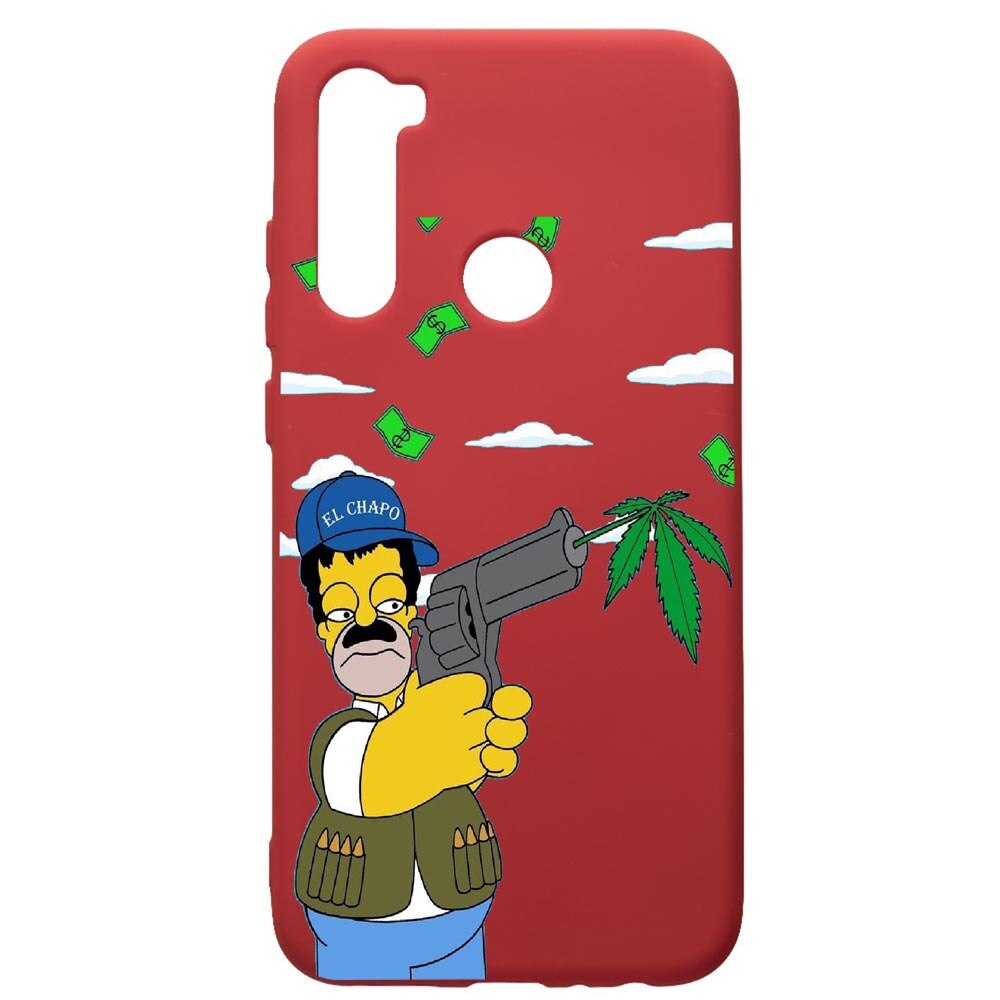 Husa de protectie Xiaomi Redmi Note 8, Narcos The Simpsons, silicon, cu interiorul din material textil, protectie camera, Red, PR441